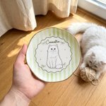 Personalised Watercolour Style Pet Photo Striped Ceramic Trinket Jewellery Dish with Name Home Decor Birthday Gift for Women Pet Lovers