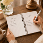 Personalised Photo Watercolour Floral Stripes A5 Spiral Notebook with Name Daily Writing Use Birthday Appreciation Gift for Friends Students Teachers