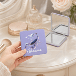 Personalised Watercolour Zodiac Sign PU Leather Foldable Makeup Mirror with Name Daily Use Birthday Gift for Women Constellation Enthusiasts