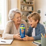 Borraccia 475 ml personalizzata con nome e personaggio, con cannuccia e coperchio - Regalo per rientro a scuola per bambini e ragazzi
