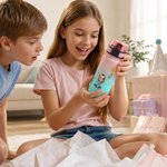 Personalisierte Cartoon-Charakter-Wasserflasche | mit Geburtsblume und  Namen | Farbverlaufe Sportflasche | Geburtstagsgeschenk für Familie