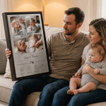 Personalized Multicolor Commemorated 4 Baby Photos Canvas Prints with Name and Baby Information Home Decor Ship from USA Birthday Gift for New Parents