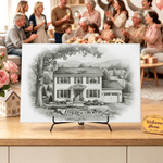 Personalized Pencil Sketch Style House Photo Canvas Prints with Title and Text Home Decor Ship from USA Housewarming Gift for New Home Movers