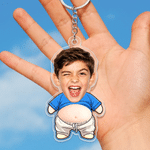 Personalized Flat Design & Stress Relief Squishy Funny Face Photo Acrylic Keychain Daily Use Birthday Gift for Kids Pet Owners Friends