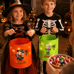 Personalized Halloween Theme Photo Star Design LED Light Bucket Bag with Name Trick or Treat Activity Halloween Gift for Kids