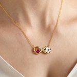 Personalized Dainty Soccer Infinity Symbol Birthstone Necklace with Engraved Text Graduation Sports Birthday Gift for Soccer Player Lover