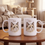 Personalized Hand-Drawn Style Border Pet Photo Ceramic Mug with Name Daily Use Birthday Gift for Pet Owner