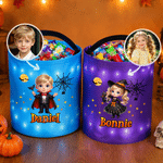 Personalized Halloween Theme Photo Star Design LED Light Bucket Bag with Name Trick or Treat Activity Halloween Gift for Kids