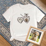 Personalised Multicolour Embroidered Heart-Shaped Lock Pet Photo T-shirt Sweatshirt Hoodie with Name Birthday Gift for Pet Lovers