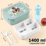 Fiambrera personalizada apta para microondas con cubiertos con foto animal y nombre regalo de vuelta al cole para hijos niños estudiantes