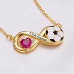 Personalized Dainty Soccer Infinity Symbol Birthstone Necklace with Engraved Text Graduation Sports Birthday Gift for Soccer Player Lover