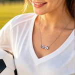 Personalized Dainty Soccer Infinity Symbol Birthstone Necklace with Engraved Text Graduation Sports Birthday Gift for Soccer Player Lover