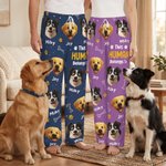 Personalized Multicolor Cartoon Dogs Soft Pajama Pants with Name and Title Daily Wear Birthday Gift for Dog Owner