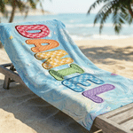 Personalized Colorful Oil Painting Style Quick Dry Oversized Beach Towel with Name Summer Travel Essential Birthday Gift for Kids Women