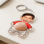 Personalized Flat Design & Stress Relief Squishy Funny Face Photo Acrylic Keychain Daily Use Birthday Gift for Kids Pet Owners Friends
