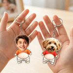 Personalized Flat Design & Stress Relief Squishy Funny Face Photo Acrylic Keychain Daily Use Birthday Gift for Kids Pet Owners Friends