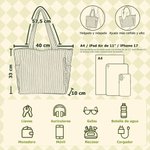 Bolso tote grande personalizado de pana con nombre flor de nacimiento y personaje de dibujos animados regalo de cumpleaños para mujeres