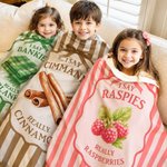Personalisierte, gestreifte, weiche Kuscheldecke mit Aufdruck „Das erste Wort des Babys“ (mit lustiger Falschaussprache) – für den täglichen Gebrauch, als Geburtstagsgeschenk für Kleinkinder und frisc