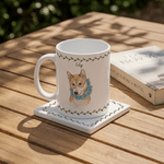 Personalized Hand-Drawn Style Border Pet Photo Ceramic Mug with Name Daily Use Birthday Gift for Pet Owner