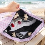 Personalised Watercolour Pet Photo Large Capacity Zippered Tote Bag with Name Beach Party Travel Use Holiday Birthday Gift for Pet Owner Lover