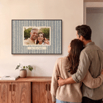 Personalised Multicolour Retro Stripes Photo Canvas Poster Framed Frameless Painting with Name and Text Wall Decor Birthday Gift for Family Friends