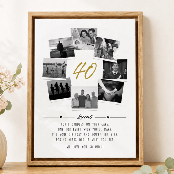 Personalised Life Milestone Photo Collage Canvas Prints with Name and Text Modern Living Room Decor Ship from USA Birthday Gift for Dad Mum Family