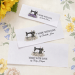 Personalized Sewing Machine Birth Flower 100% Cotton Sewing Labels with Text Clothing Handmade Item 15 Pcs Birthday Gift for DIY Craft Lovers