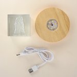 Personalized 3D Crystal Photo LED Night Light with Text and Wooden Base Home Decor Valentine's Day Anniversary Gift for Couple
