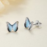 Personalised Dainty Birth Butterfly Stud Earrings Fairy Minimalist Jewellery Birthday Wedding Gift for Bridesmaid Bestie Girlfriend Her