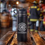 Personalized Stainless Steel  Engraved Firefighters Badge Coffee Mug Water Bottle with Name Birthday Gift for Firefighter