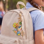 Personalised School Theme Book Ruler Charm Keychain with Name Back to School Birthday Gift for Kids