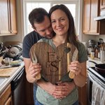 Personalized Engraved Initials Heart Walnut Wooden Cutting Board with Cheese Fork and Cheese Spreader Housewarming Wedding Gift for Newlyweds Couples