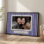 Personalised Multicolour Retro Stripes Photo Canvas Poster Framed Frameless Painting with Name and Text Wall Decor Birthday Gift for Family Friends