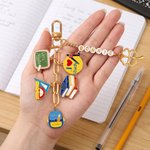 Personalised School Theme Book Ruler Charm Keychain with Name Back to School Birthday Gift for Kids
