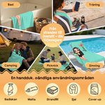 Personlig snabbtorkande strandhandduk med födelseblommor och cartoonfigur perfekt för strandsemester och som vänskapspresent
