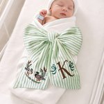 Personalized Mallard Ducks & Sage Green Baby Sash with Embroidered Initial Newborn Photography Prop Nursery Decor Baby Shower Gift for New Mom Dad