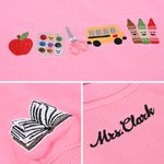 Personalized Embroidered Apple Theme Multicolor Sweatshirt Hoodie with Title & Surname Daily Wear Back to School Teacher's Day Gift for Teacher
