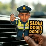 Henkilökohtainen pieni liikennepoliisi – ”Slow Down Daddy” -kasvokuvalla varustettu akryylinen auton tuuletusreiän pidike; söpö auton sisustus; isänpäivä- ja syntymäpäivälahja isälle