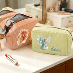 Personalized Zodiac Sign Striped Makeup Bag with Name Travel Essential Birthday Gift for Women Constellation Enthusiasts