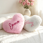 Personalised Heart Multicolour Embroidered Name Design Cushion Home Decor Valentines Day Birthday Gift for Couple Girl Wife