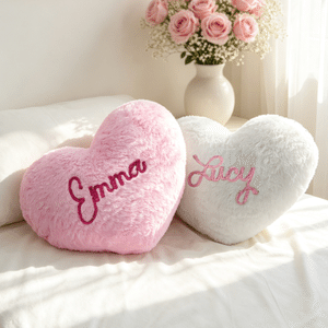 Personalised Heart Multicolour Embroidered Name Design Cushion Home Decor Valentines Day Birthday Gift for Couple Girl Wife