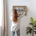 Personalised Multicolour Retro Stripes Photo Canvas Poster Framed Frameless Painting with Name and Text Wall Decor Birthday Gift for Family Friends
