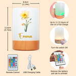 Veilleuse rechargeable personnalisée avec fleur de naissance et nom - Commande tactile et intensité réglable - Cadeau d'anniversaire pour femme