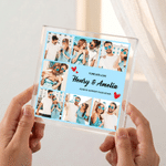 Personalized 7 Photos Transparent Square Acrylic Plaque with Name Anniversary Birthday Gift for Husband Wife