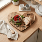 Personalized Floral Minimalist Line Initial Name Heart Cutting Board with Knife and Fork Wedding Party Housewarming Gift for Newlyweds Family