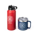 Personalized Stainless Steel  Engraved Firefighters Badge Coffee Mug Water Bottle with Name Birthday Gift for Firefighter