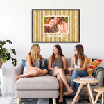Personalised Multicolour Retro Stripes Photo Canvas Poster Framed Frameless Painting with Name and Text Wall Decor Birthday Gift for Family Friends
