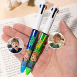 Personalized Comic Style Photo Three-Colour Retractable Ballpoint Pen with Name Classroom Use Back to School Gift for Kid
