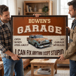 Personalized I Can Fix Anything Except Stupid Garage Canvas Prints with Name Garage Decor Ship from USA Birthday Gift for Car Motorcycle Lovers