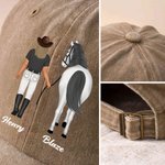 Casquette de baseball personnalisée avec nom et personnage et cheval de dessin animé - Cadeau d'anniversaire pour pour amoureux des chevaux